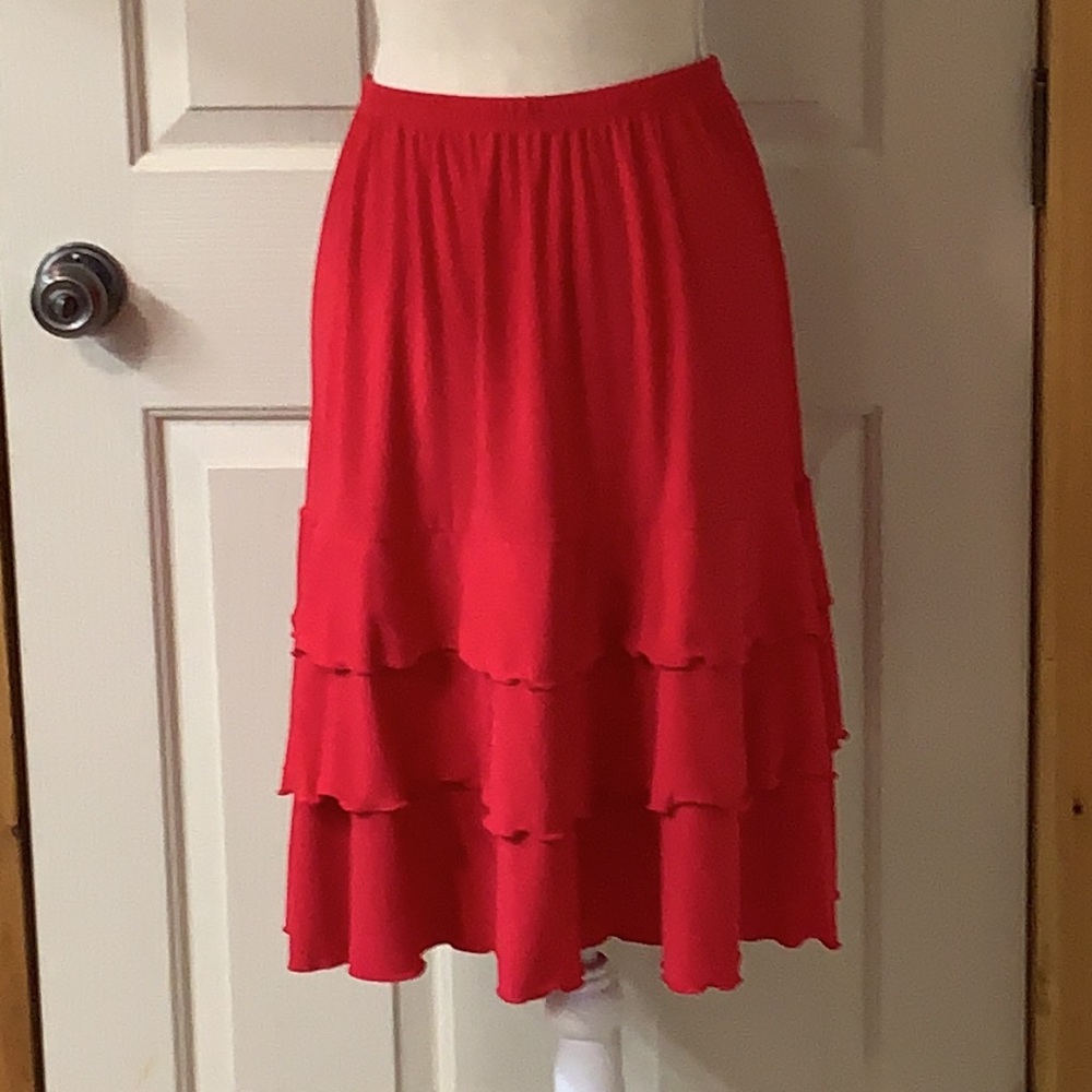 EUC Cato Red Swing Skirt with Ruffled Hem